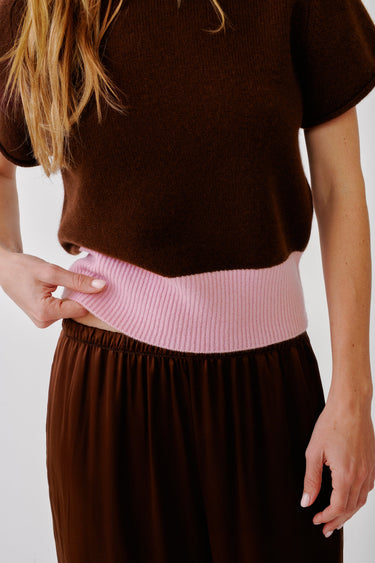 JONES C COLORBLOCK SADDLE RAGLAN SS | CINNABAR/SOFT PINK