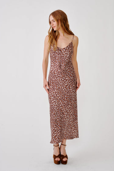 TAYLOR D V-NK BIAS CUT DRESS | DUNE/CINNABAR