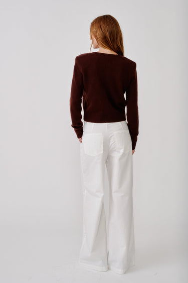 EMILIA SHOULDER PAD CARDIGAN | CINNABAR