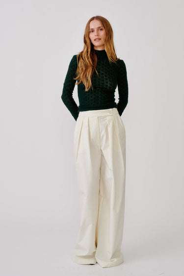 BROOKE COTTON PLEAT PANT | GARDENIA