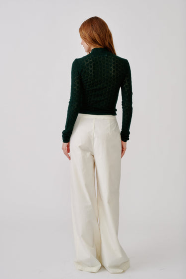 BROOKE COTTON PLEAT PANT | GARDENIA