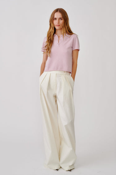 BROOKE C HIGH RISE DOUBLE PLEAT PANT | GARDENIA