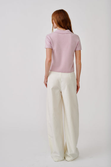 BROOKE C HIGH RISE DOUBLE PLEAT PANT | GARDENIA
