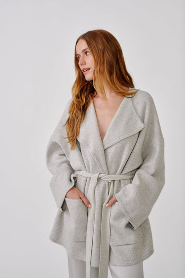 COLINE BELTED PATCH POCKET CARDIGAN | BLIZZARD