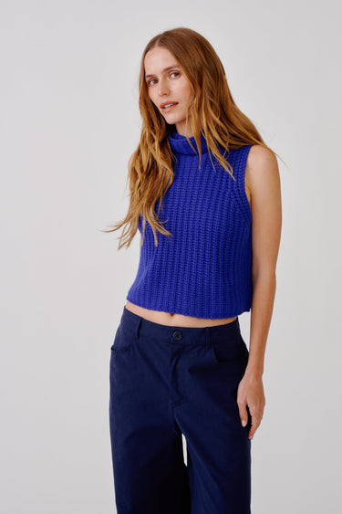 SAIGE CROPPED TURTLENECK SHELL | COBALT BLUE