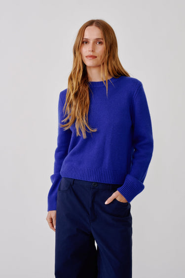 NOA SHRUNKEN CREWNECK SWEATER | COBALT BLUE