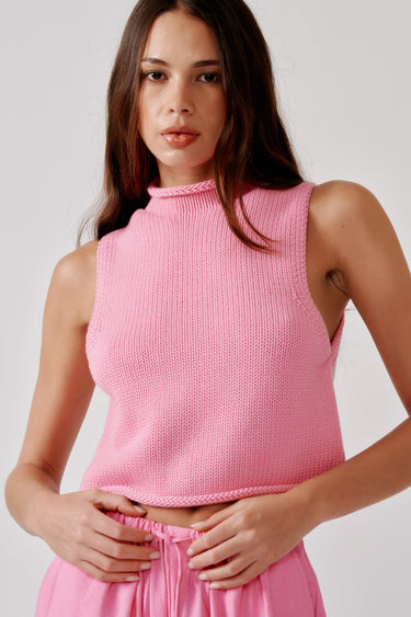GIADA ROLL NECK TANK | DAHLIA PINK