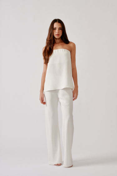 NAOMI BIAS CUT SILK PANT | GARDENIA
