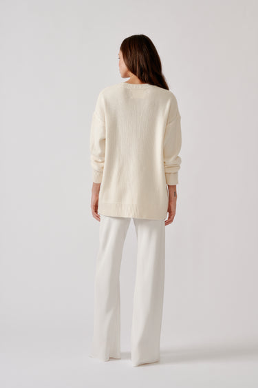 SIA RELAXED BUTTON UP CASHMERE CARDIGAN | GARDENIA