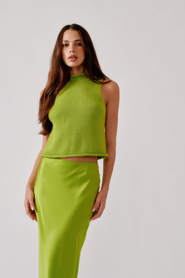 GIADA ROLL NECK TANK | CHARTREUSE