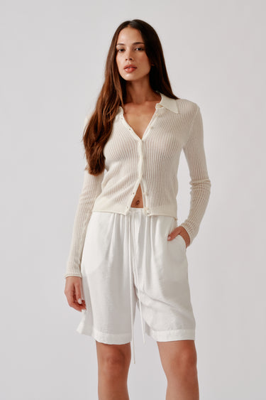 GEMMA SHORT CINCHED LONGER SHORT | WHITE