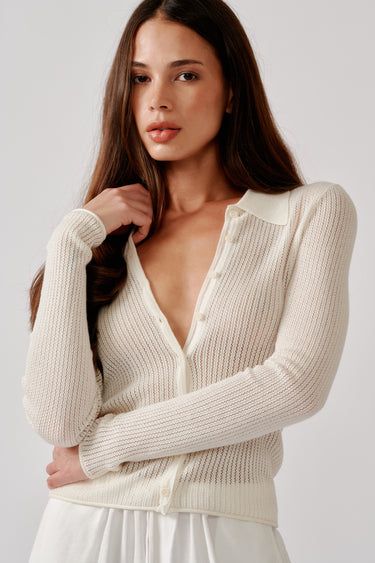 PYPER SLIM BUTTON UP W/ COLLAR | GARDENIA