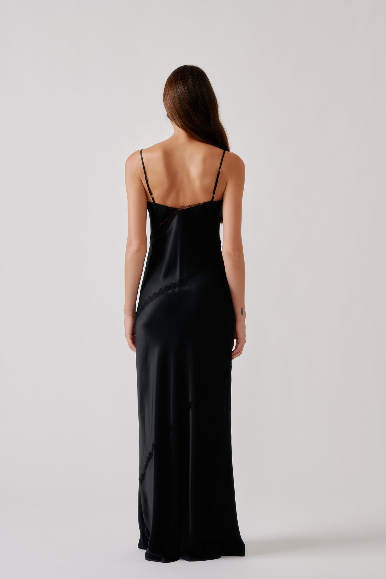 black silk cami dress CECE LACE INSET SILK CAMI DRESS