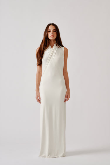 LUDA SLOUCHY WRAP DRESS | GARDENIA
