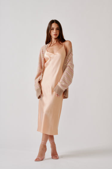 TAYLOR V-NECK SILK DRESS | SHERBET