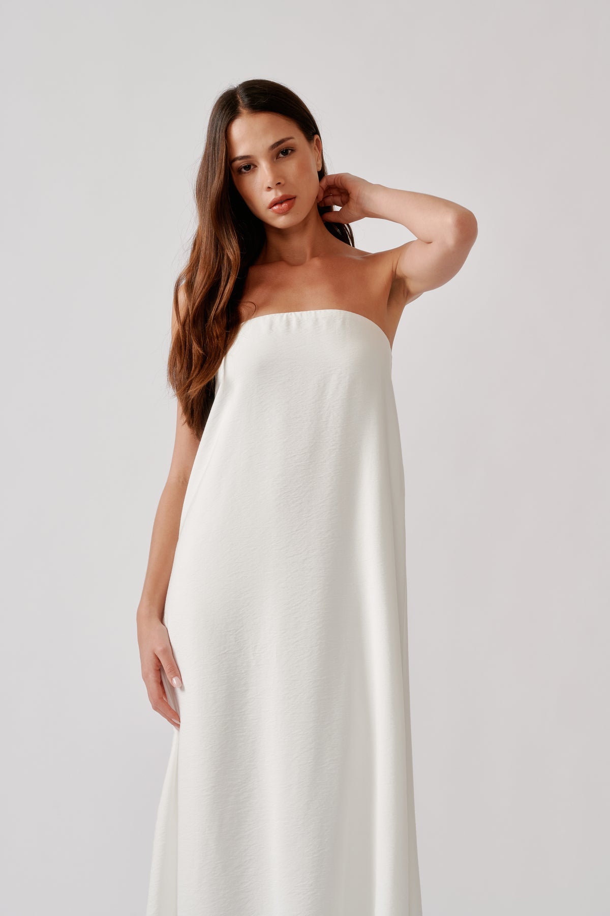casual white strapless maxi dress ARDEN style_id_11-057-0597-7072 135 cm / 53.15 Indochino Women's Custom Paxton Style:Short Dress