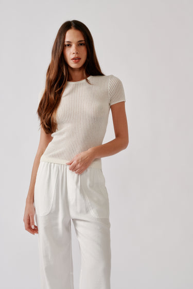ISOLDE SLIM CREWNECK TEE | GARDENIA