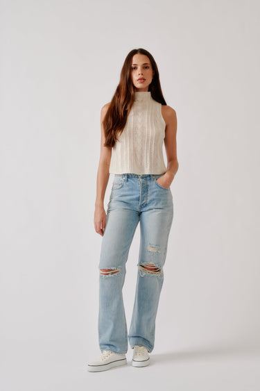 SAMMY SLIM DISTRESSED DENIM JEANS | AZURE