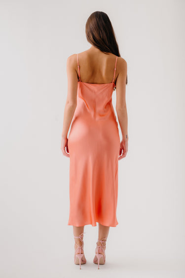 TAYLOR V-NECK BIAS SILK DRESS | MELON