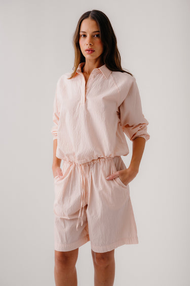 CHANTAL RELAXED SILK POPOVER W/ SHIRRING | LUNAR