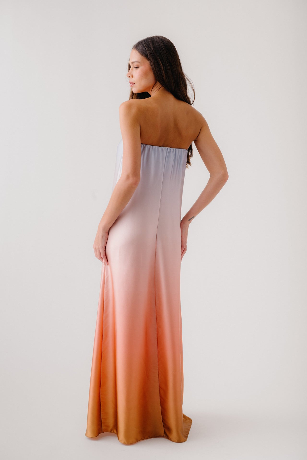 Sablyn ARDEN STRAPLESS SILK OMBRE MAXI DRESS | Melon | Size XS
