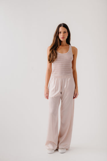 BRYNN HIGH RISE PULL ON WIDE LEG SILK PANT | LUNAR
