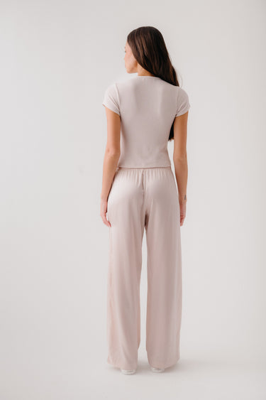 BRYNN HIGH RISE PULL ON WIDE LEG SILK PANT | LUNAR
