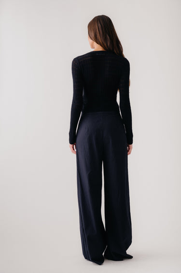 BROOKE HIGH RISE DOUBLE SEERSUCKER  TROUSER | BLACK - PRE ORDER