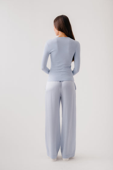 BRYNN HIGH RISE PULL ON WIDE LEG SILK PANT | WHISPER