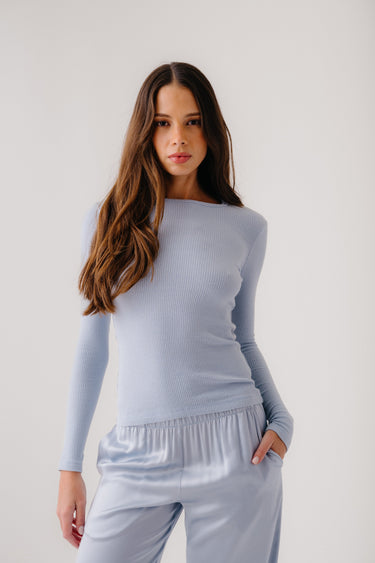 QUINCY LS FITTED CREWNECK TEE | WHISPER