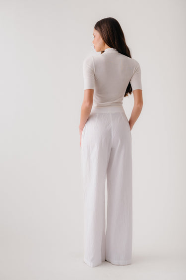 BROOKE HIGH RISE  SEERSUCKER TROUSER | WHITE - PRE ORDER