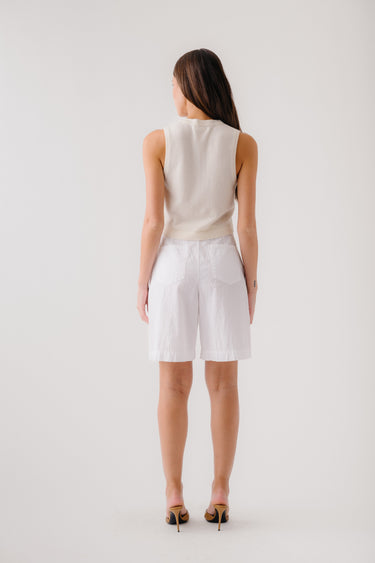 CALLIE V-NECK CASHMERE TANK VEST | GARDENIA