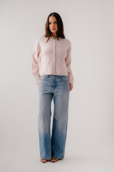 CHARLENE BEADED COLLAR  DOUBLE WELT POCKET CASHMERE JACKET | LUNAR