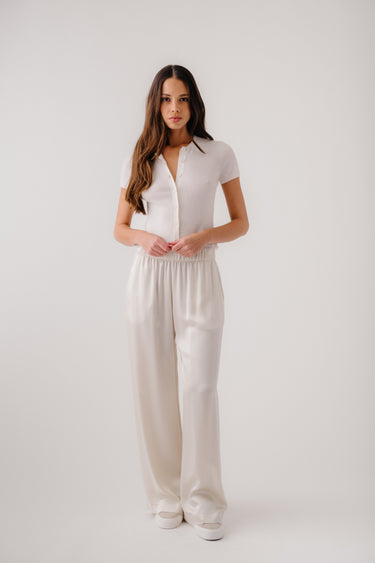 ADELAIDE SLIM CARDIGAN W/ LACE | GARDENIA