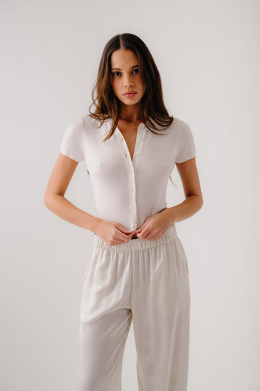 ADELAIDE SLIM CARDIGAN W/ LACE | GARDENIA