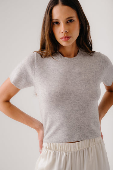 CHARLESTON RELAXED CASHMERE CREWNECK TEE | FOGGY