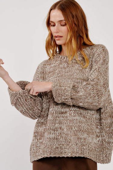 CYPRESS CREWNECK WITH RIB DETAIL in swiss brown multi