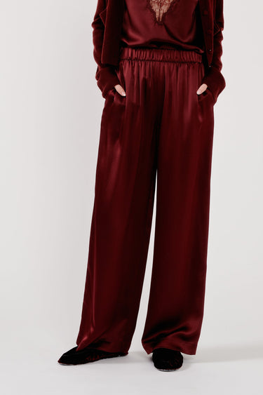 BRYNN HIGH RISE PULL ON WIDE LEG PANT in cabernet