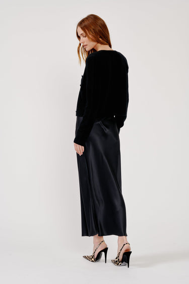 EMILIA SHOULDER PAD CARDIGAN in black