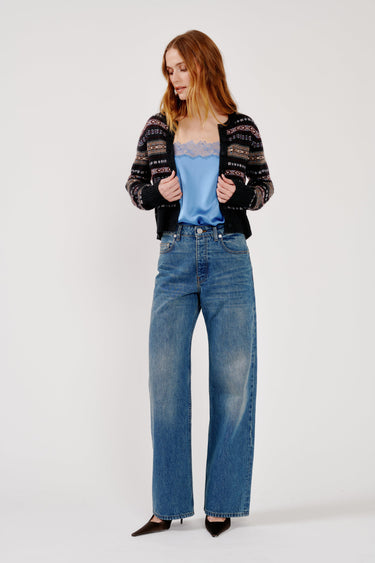 ALINE SHRUNKEN CARDIGAN in asphalt heather multi