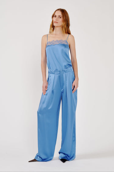 GEORGIE PLEATED STRAIGHT LEG in coastal blue