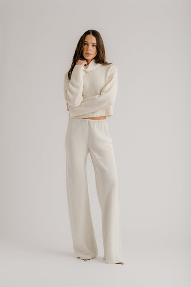 NAOMI BIAS CUT SILK PANT | GARDENIA
