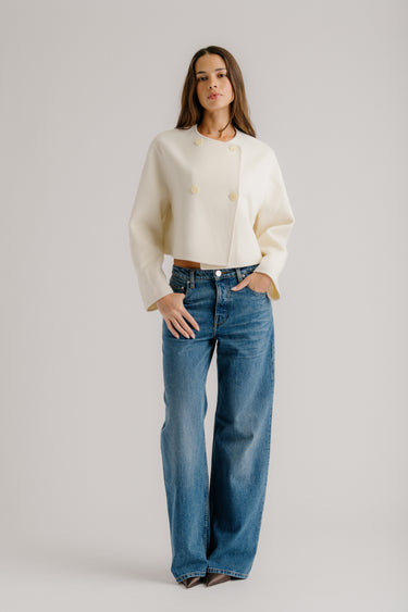 FLOREN CROPPED DOUBLE BREASTED COAT | GARDENIA