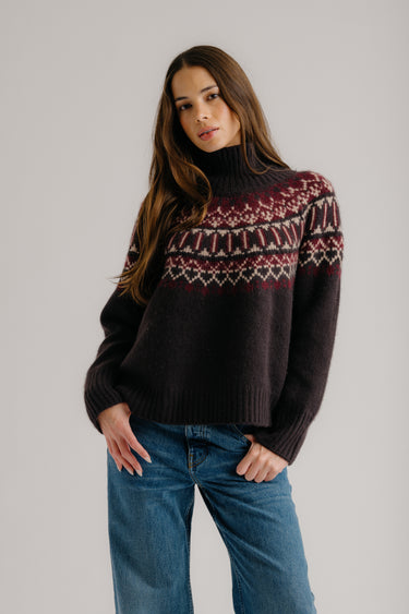 PRE-SALE SCOTTIE SLOUCHY FAIR ISLE CASHMERE MOCK NECK | OAK TREE MULTI