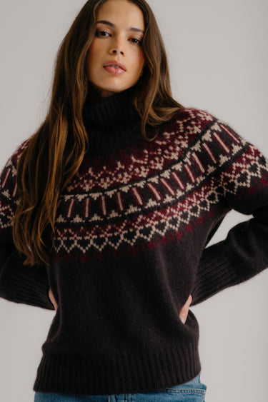 PRE-SALE SCOTTIE SLOUCHY FAIR ISLE CASHMERE MOCK NECK | OAK TREE MULTI