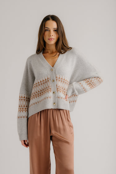 PRE SALE ELLIOT BOXY CROPPED CASHMERE FAIR ISLE CARDIGAN | FOGGY MULTI