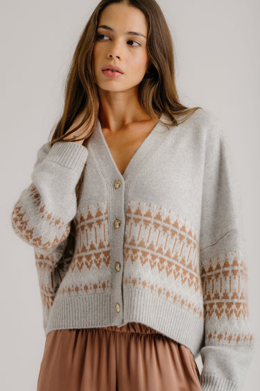 PRE SALE ELLIOT BOXY CROPPED CASHMERE FAIR ISLE CARDIGAN | FOGGY MULTI