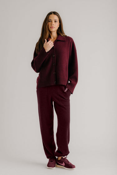 LILOU RELAXED BUTTON UP JACKET | BORDEAUX