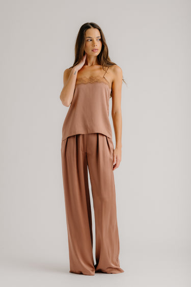 BROOKE HIGH RISE SILK TROUSER | PRAIRIE SAND
