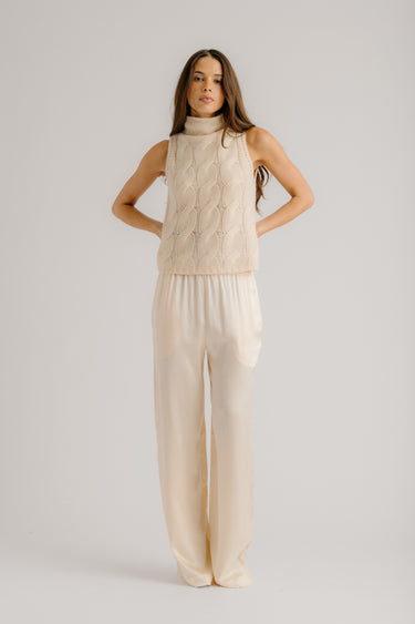 LEXI LOWER RISE RELAXED PULL ON PANT | BUTTERCREAM